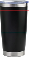 Custom engraved 20 oz tumbler in black with engraving safe zone guide lines