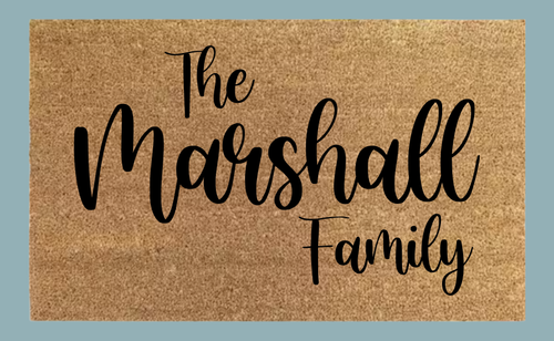 Personalized family name coir mat lettering style option