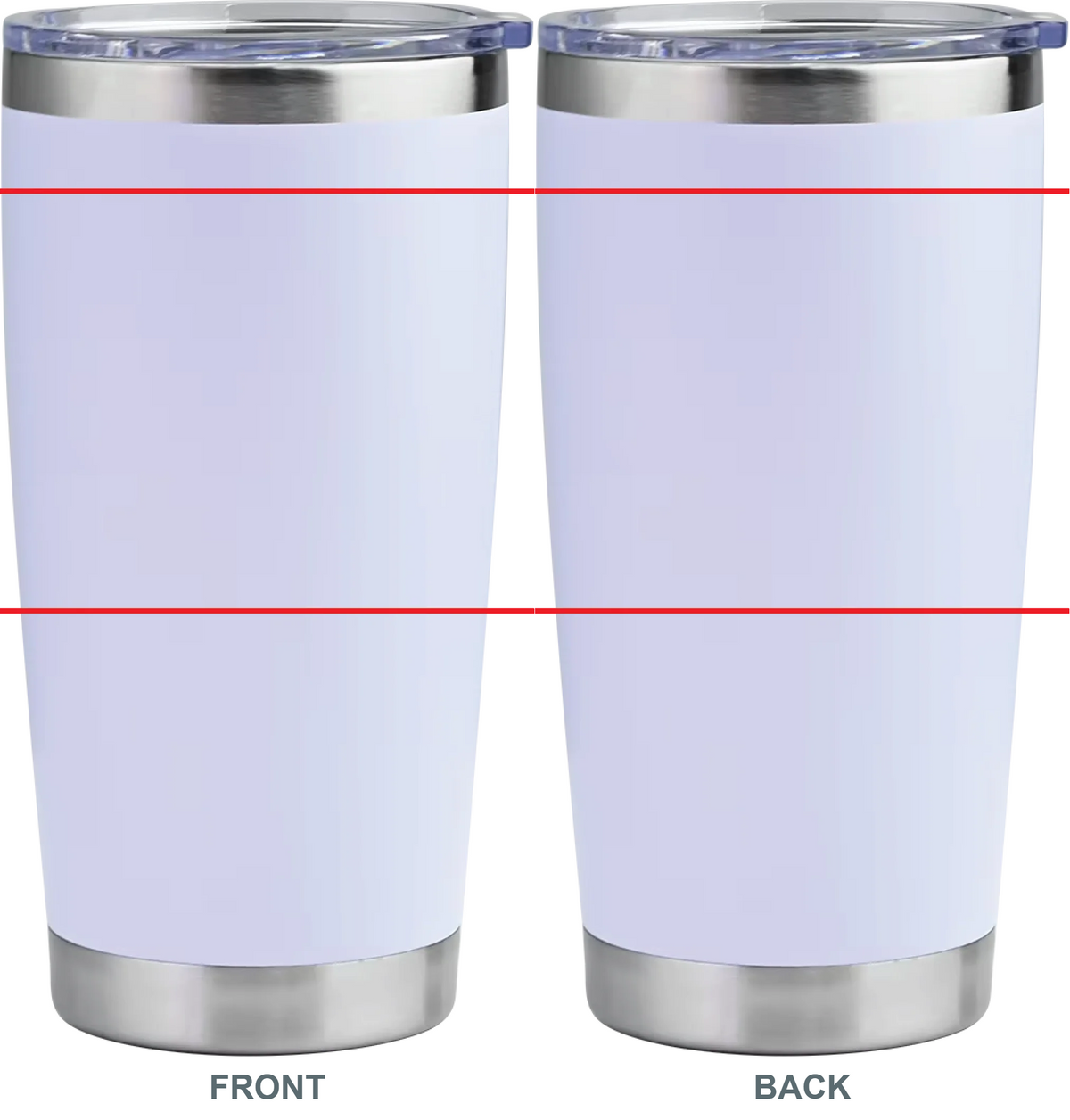 Double-sided engraved 20 oz tumbler in white, front and back views